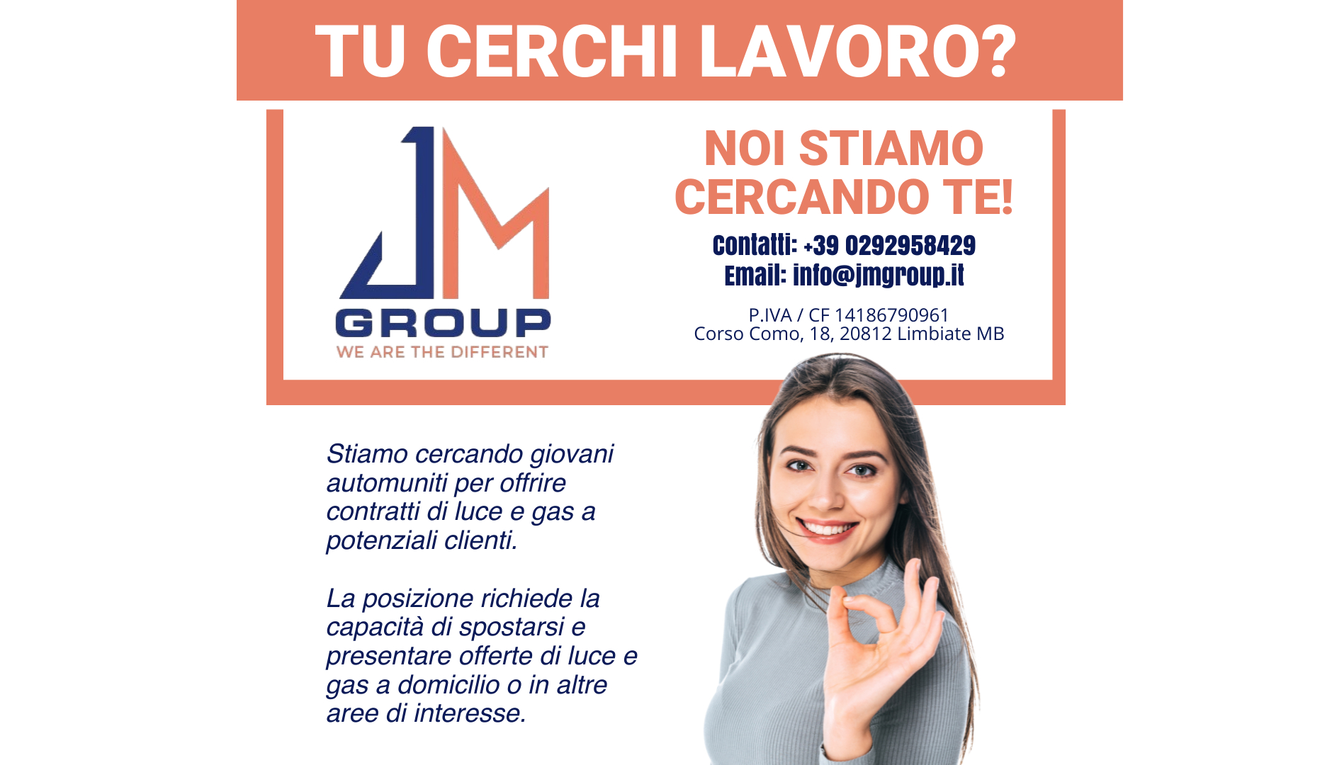 JM GROUP offerta lavoro _ cerchiamo giovani auto muniti
